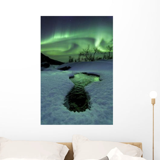Aurora Borealis over Frozen Wall Decal Design 2