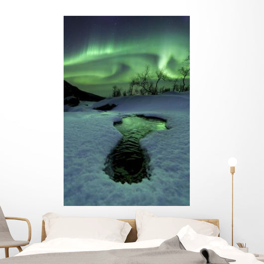 Aurora Borealis over Frozen Wall Decal Design 2