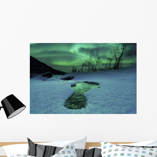 Aurora Borealis over Frozen Wall Decal Design 3