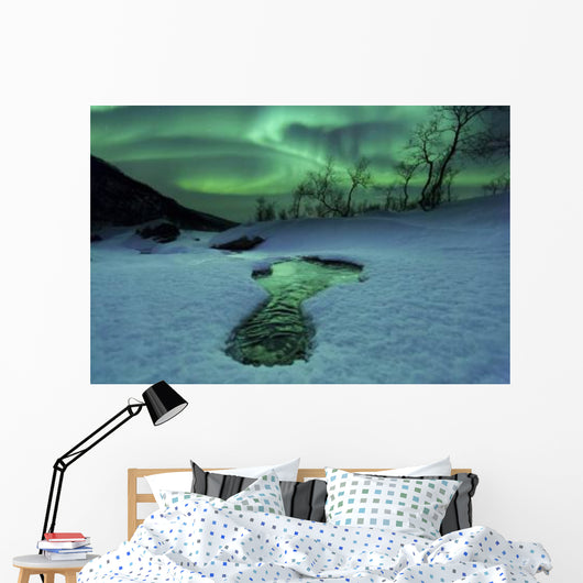Aurora Borealis over Frozen Wall Decal Design 3