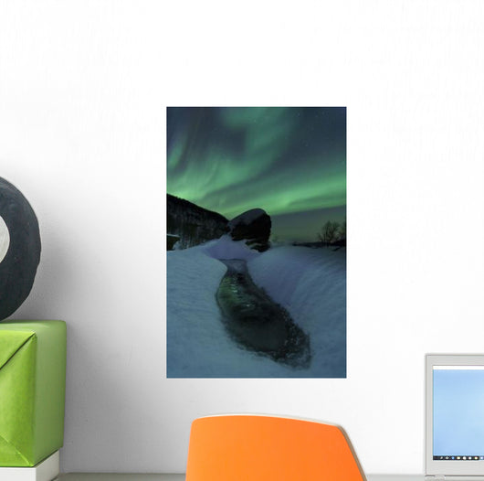 Aurora Borealis over Frozen Wall Decal Design 2