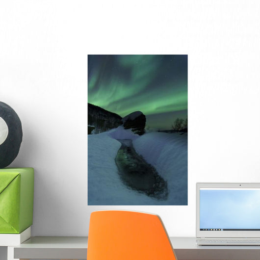 Aurora Borealis over Frozen Wall Decal Design 2