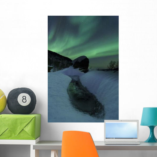 Aurora Borealis over Frozen Wall Decal Design 2