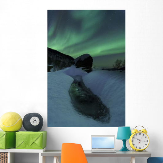 Aurora Borealis over Frozen Wall Decal Design 2