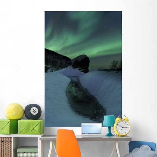 Aurora Borealis over Frozen Wall Decal Design 2
