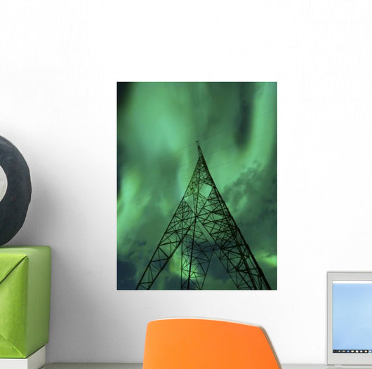 Powerlines and Aurora Borealis Wall Decal Design 2