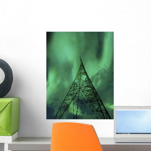 Powerlines and Aurora Borealis Wall Decal Design 2