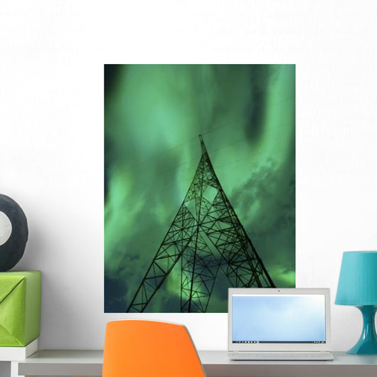 Powerlines and Aurora Borealis Wall Decal Design 2
