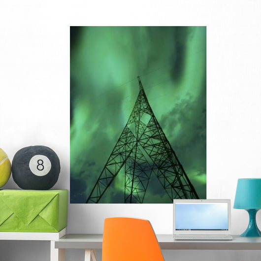 Powerlines and Aurora Borealis Wall Decal Design 2