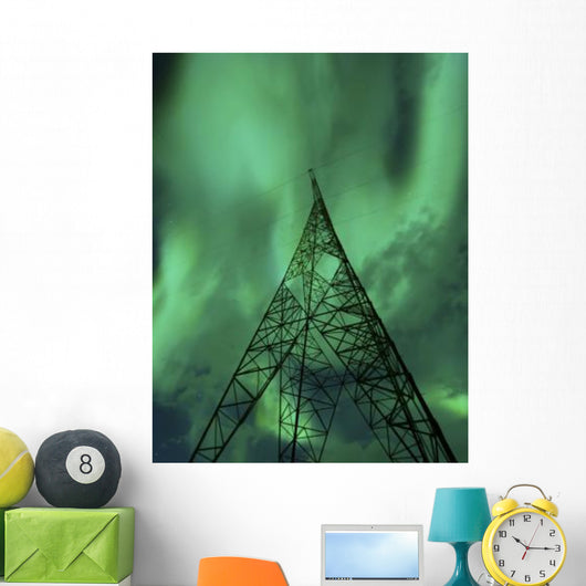 Powerlines and Aurora Borealis Wall Decal Design 2