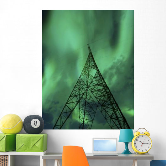 Powerlines and Aurora Borealis Wall Decal Design 2