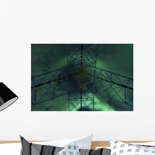 Powerlines and Aurora Borealis Wall Decal Design 1