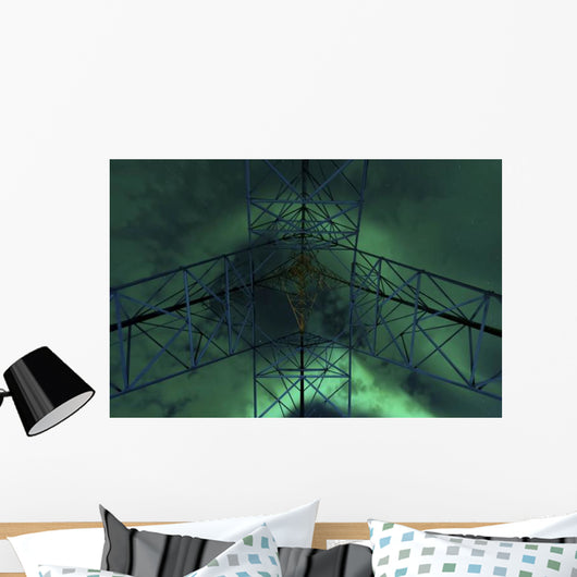 Powerlines and Aurora Borealis Wall Decal Design 1