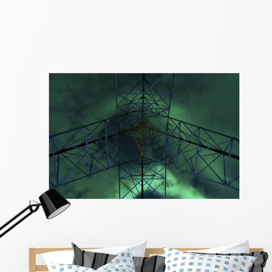 Powerlines and Aurora Borealis Wall Decal Design 1