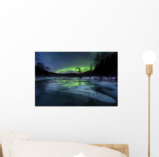 Aurora Borealis over Frozen Wall Decal Design 1
