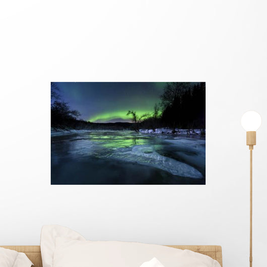 Aurora Borealis over Frozen Wall Decal Design 1