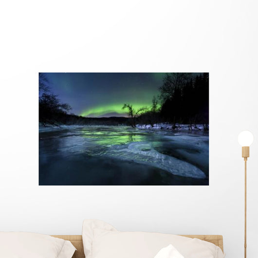 Aurora Borealis over Frozen Wall Decal Design 1