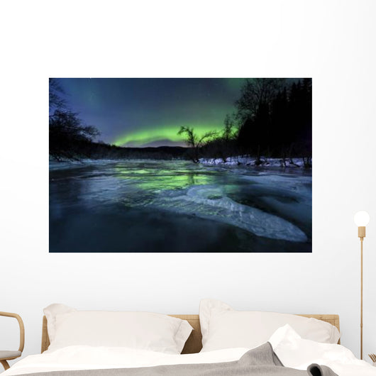 Aurora Borealis over Frozen Wall Decal Design 1
