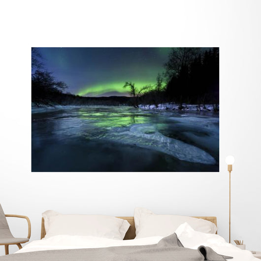 Aurora Borealis over Frozen Wall Decal Design 1
