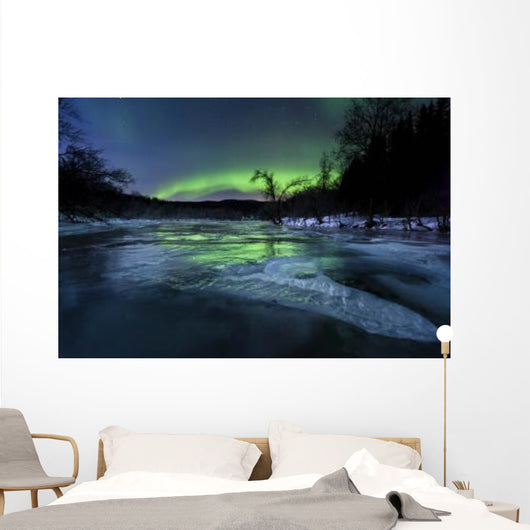 Aurora Borealis over Frozen Wall Decal Design 1