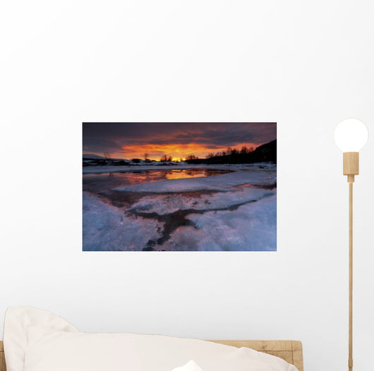 Fiery Sunrise over Lavangsfjord Wall Decal Design 2
