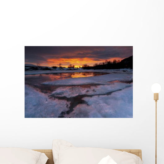 Fiery Sunrise over Lavangsfjord Wall Decal Design 2