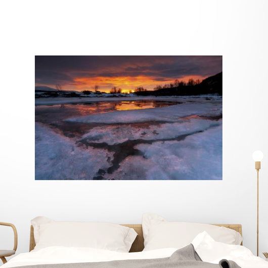 Fiery Sunrise over Lavangsfjord Wall Decal Design 2