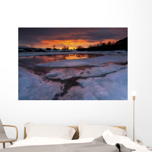 Fiery Sunrise over Lavangsfjord Wall Decal Design 2