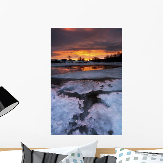 Fiery Sunrise over Lavangsfjord Wall Decal Design 1