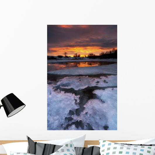 Fiery Sunrise over Lavangsfjord Wall Decal Design 1