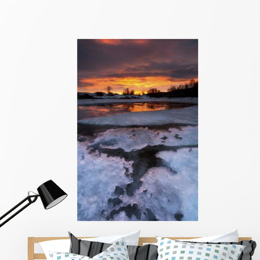 Fiery Sunrise over Lavangsfjord Wall Decal Design 1