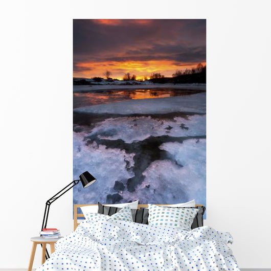 Fiery Sunrise over Lavangsfjord Wall Decal Design 1
