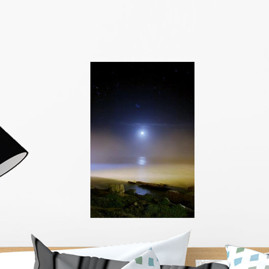 Moonset over Sea with Wall Decal