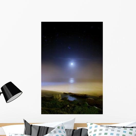Moonset over Sea with Wall Decal
