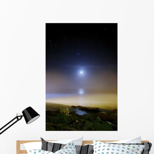 Moonset over Sea with Wall Decal