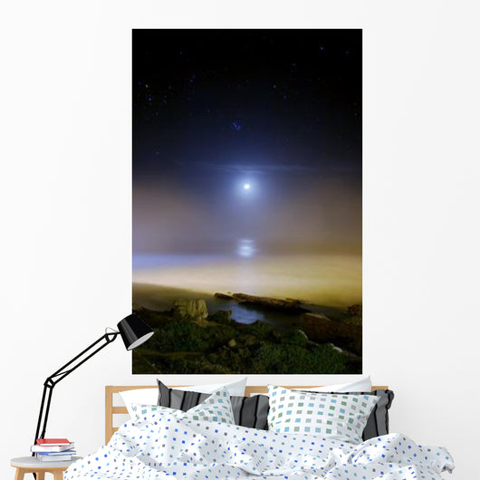 Moonset over Sea with Wall Decal