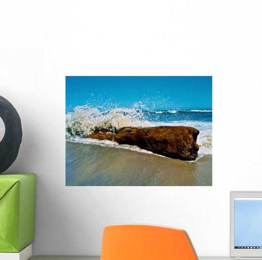 Waves Splashing over Driftwood Wall Decal