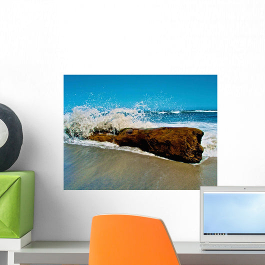 Waves Splashing over Driftwood Wall Decal