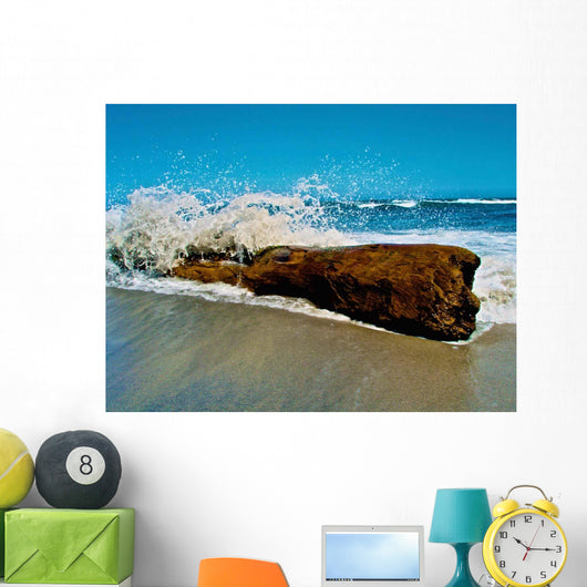 Waves Splashing over Driftwood Wall Decal