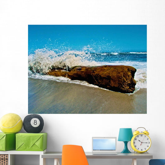 Waves Splashing over Driftwood Wall Decal