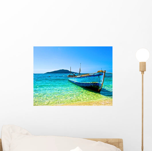 Lone Boat Shore Cayos Wall Decal