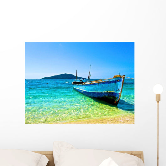 Lone Boat Shore Cayos Wall Decal