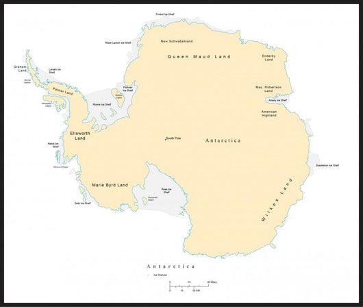 Political Map of Antarctica Wall Mural