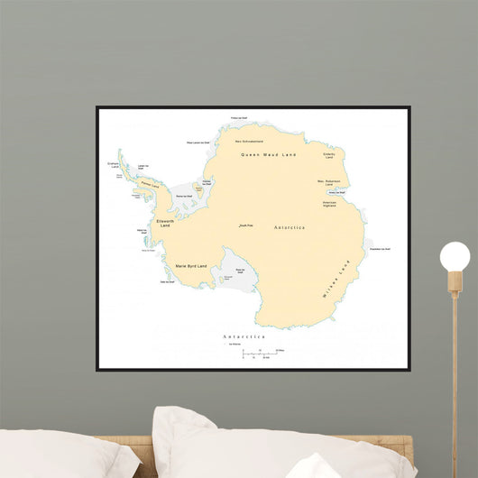 Political Map of Antarctica Wall Mural