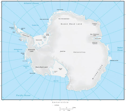 Map of Antarctica Wall Mural