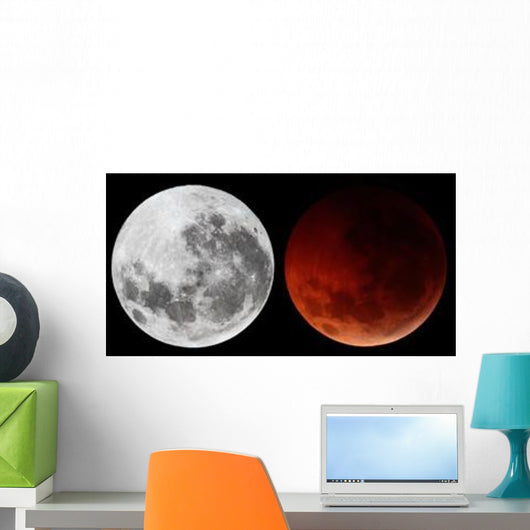Composite Showing Moon before Wall Decal