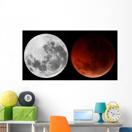Composite Showing Moon before Wall Decal
