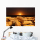 Moon Rising behind Rocks Wall Decal