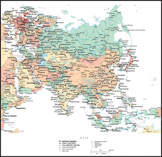 Map of Asia Wall Mural