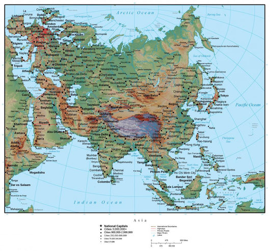 Map of Asia Wall Mural